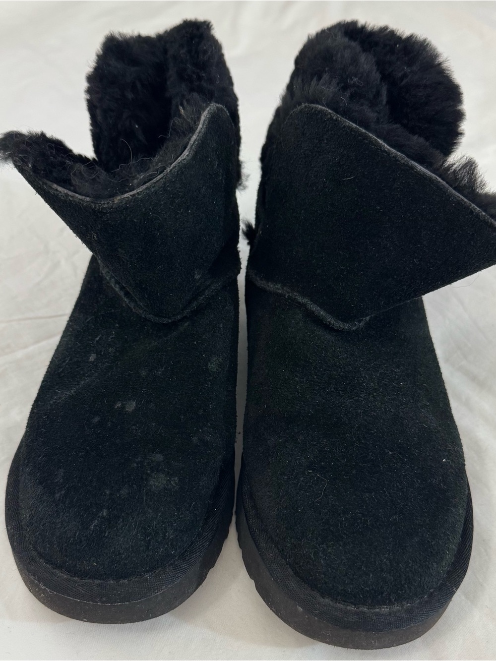 UGG Karel Ankle Boots Womens 6 Black Suede Side Buckle Pull On Snow Shoe1019639